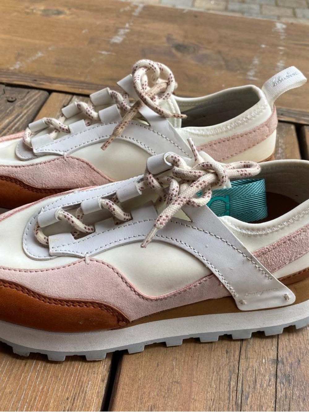 Women’s Salvatore Ferragamo Suede & Leather Lace-Up Sneakers - Pink/White/Brown